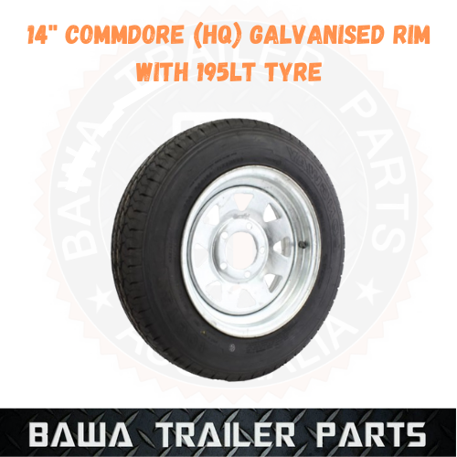 GALVANISED 14" HOLDEN HQ RIM WITH 195 LT TYRE Trailer wheel and Light truck tyre