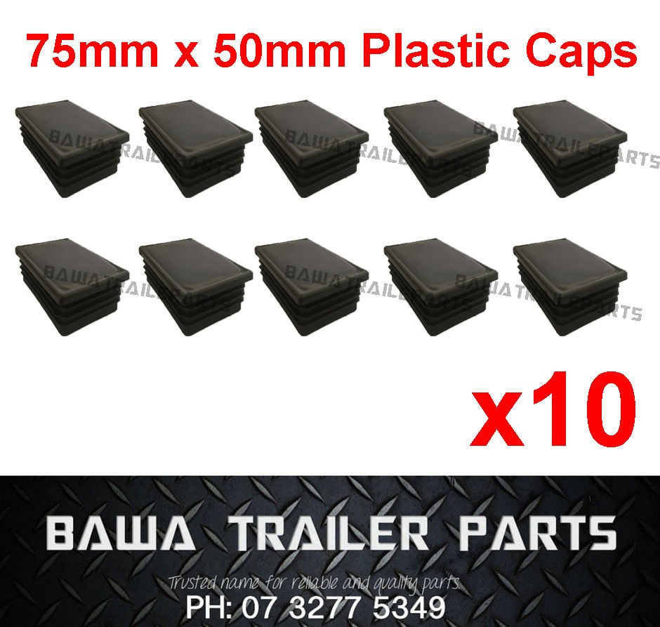 10 x (75mm x 50mm) Square Plastic Caps! Trailer Parts!!