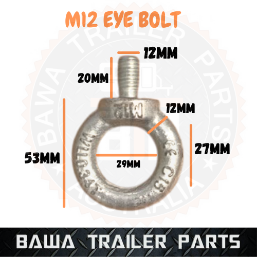 M12 LIFTING EYE BOLT THREADED RING LIFTING ROOF RACK BOAT SCREW WIRE LOOP ZINC - Image 2
