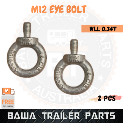 M12 LIFTING EYE BOLT THREADED RING LIFTING ROOF RACK BOAT SCREW WIRE LOOP ZINC