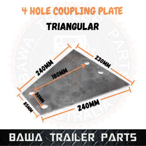 4 Hole Coupling Plate 6mm Triangular for Braked Couplings Higher Load Trailer - Image 2