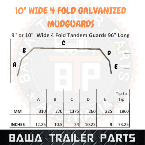 Trailer Mudguards Tandem-10 inch Wide -4 Fold 96" Long ! Galvanized ! Trailer ! - Image 3