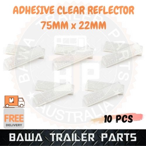 10 x RED or CLEAR or AMBER Trailer Truck Caravan Reflector Stick on 75x22MM - Image 3