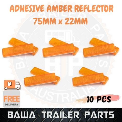 10 x RED or CLEAR or AMBER Trailer Truck Caravan Reflector Stick on 75x22MM - Image 4