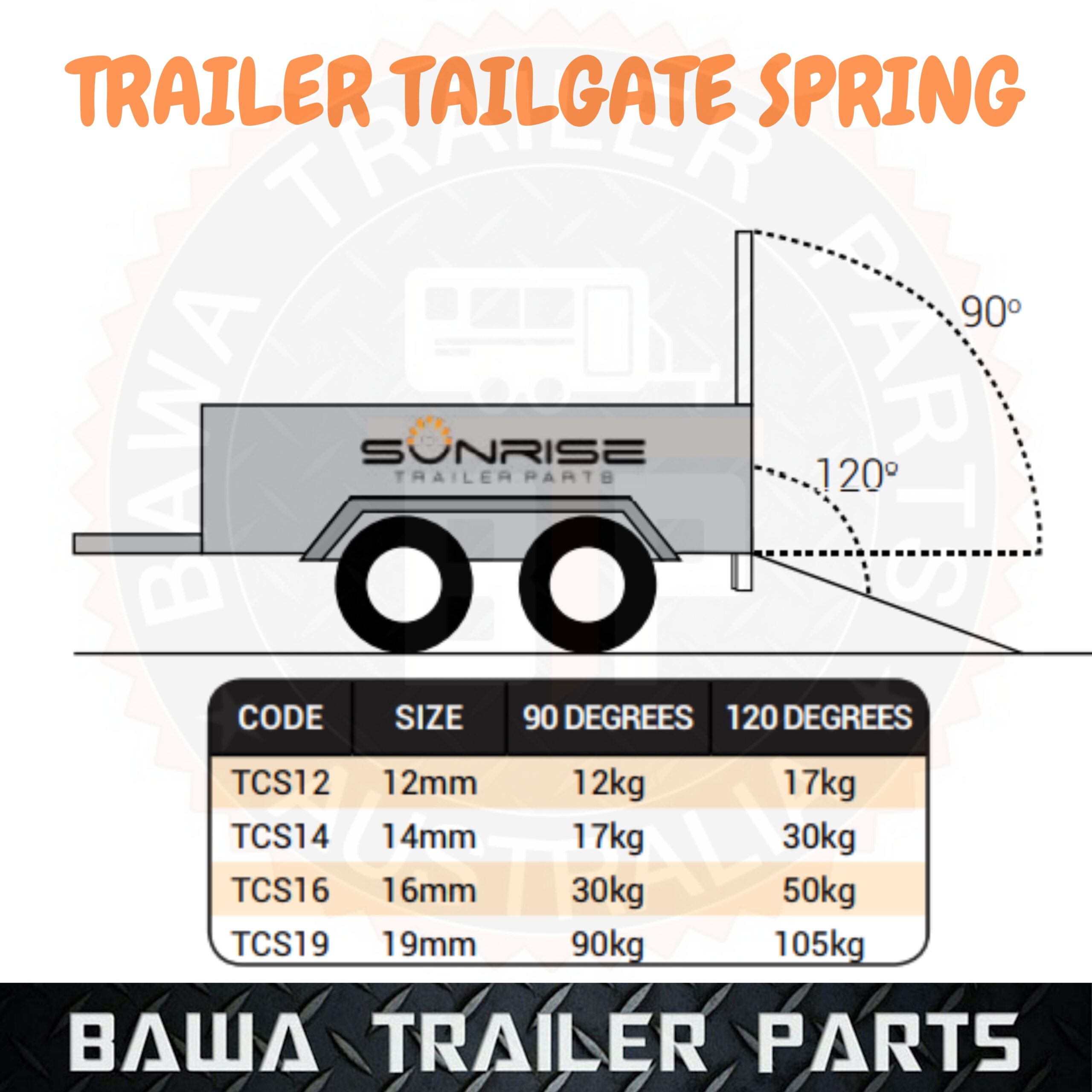 Right Side Solid Horse Float/ Tail Gate Spring - Available in 12MM,14MM,16MM & 19MM - Image 2