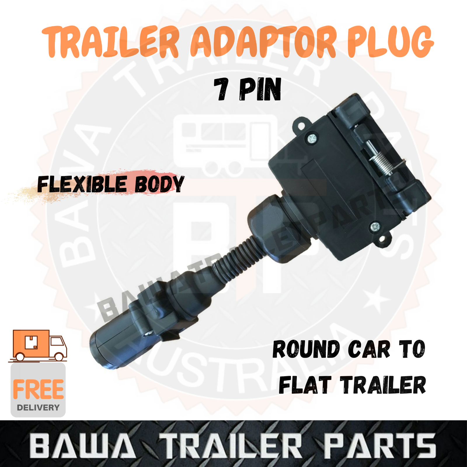 ADAPTOR PLUG 7 PIN ROUND FEMALE PLUG TO 7 PIN FLAT FEMALE PLUG TRAILER CONNECTOR
