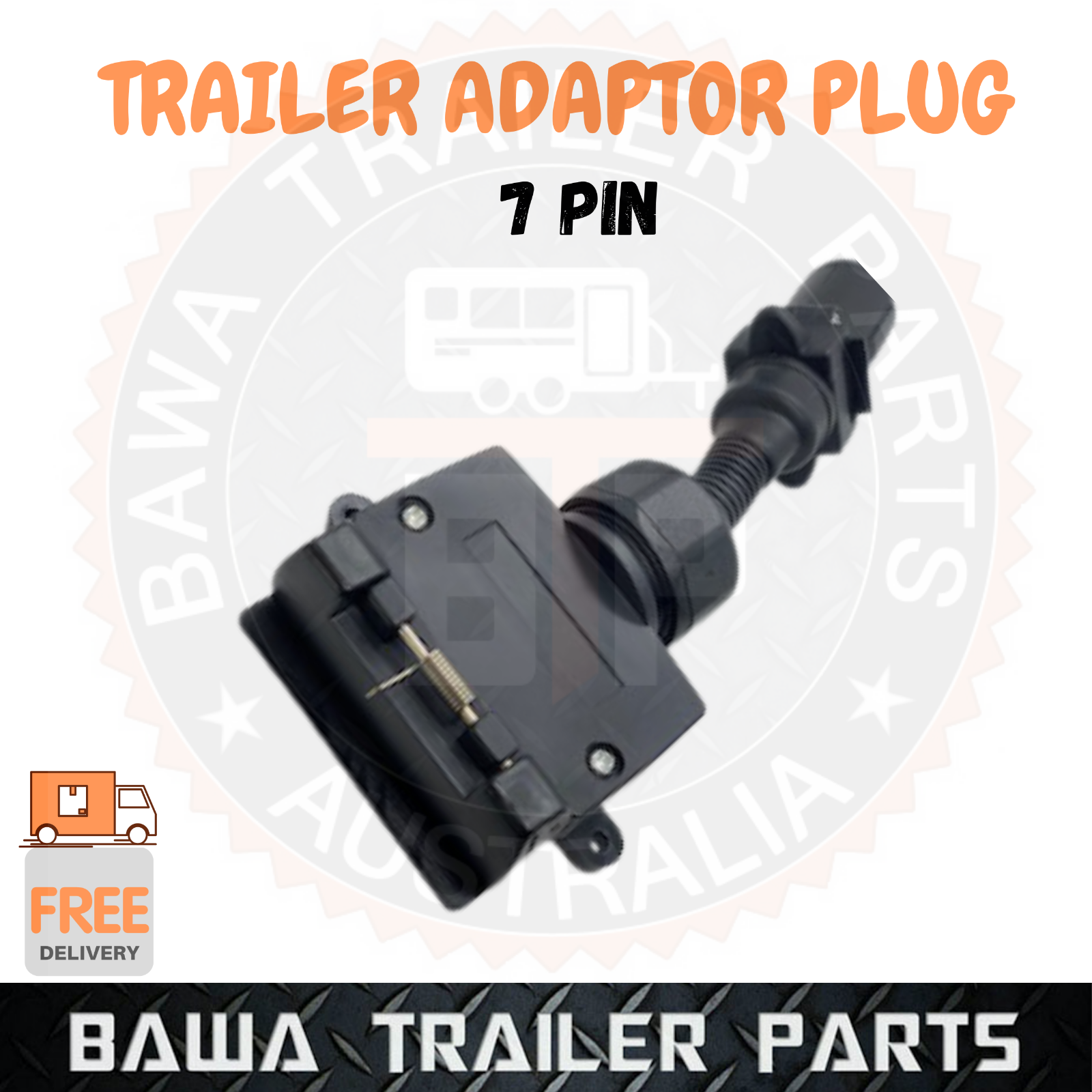 ADAPTOR PLUG 7 PIN ROUND FEMALE PLUG TO 7 PIN FLAT FEMALE PLUG TRAILER CONNECTOR - Image 2