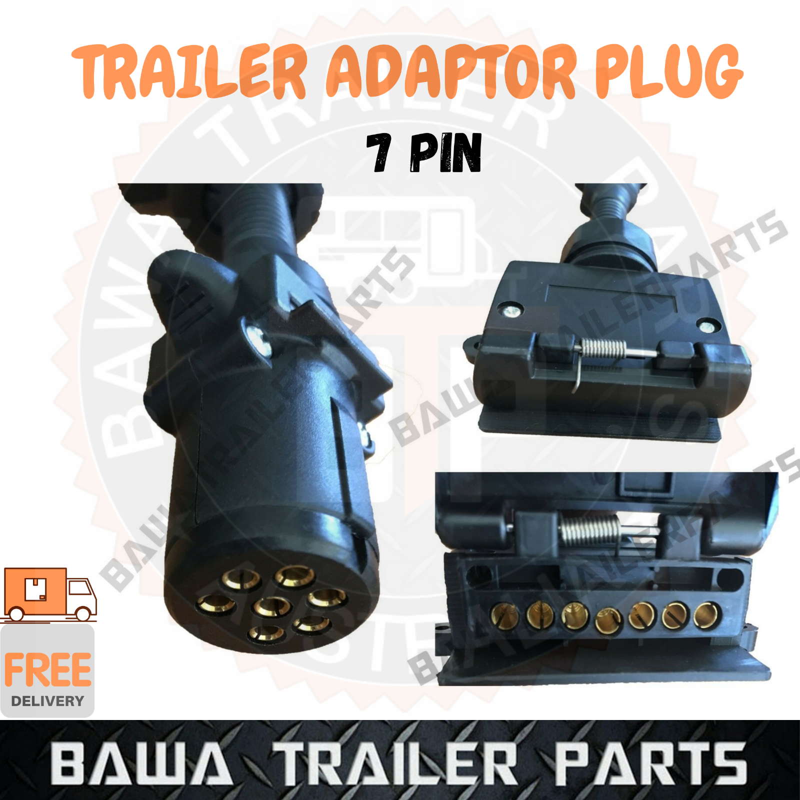 ADAPTOR PLUG 7 PIN ROUND FEMALE PLUG TO 7 PIN FLAT FEMALE PLUG TRAILER CONNECTOR - Image 3