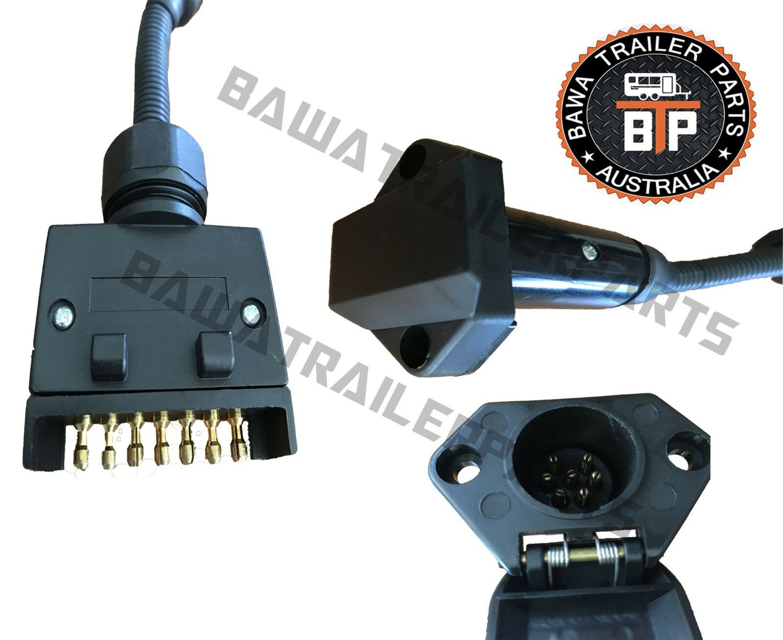 ADAPTOR PLUG 7 PIN ROUND MALE PLUG TO 7 PIN FLAT MALE PLUG - Image 2