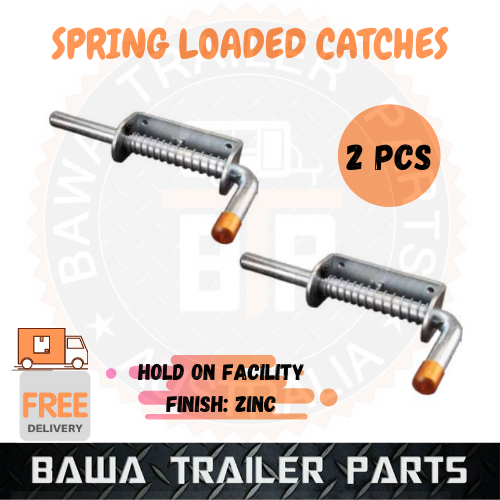 2 x SPRING LOADED CATCHES ZINC 19 x 255MM WITH HOLD ON FACILITY