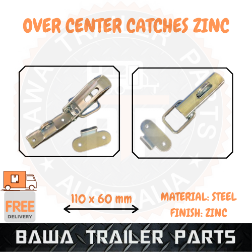 2 x Door Latch Zinc Plated 110 x 60mm - Over Center Catches - Image 2