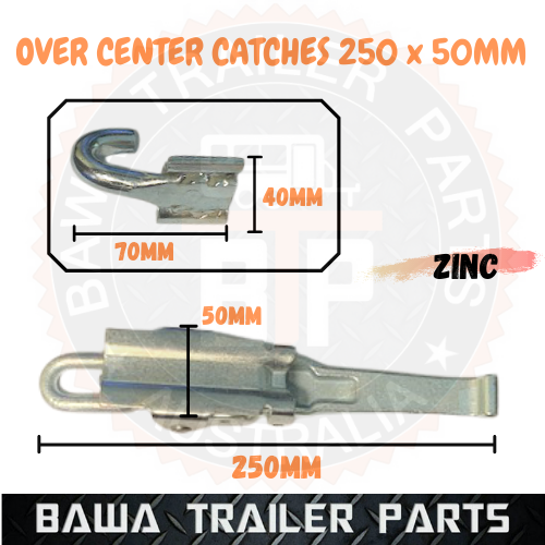 2 x Over Center Catches 250 x 50mm Trailer Truck Door Lock Latch Fastener Handle - Image 2