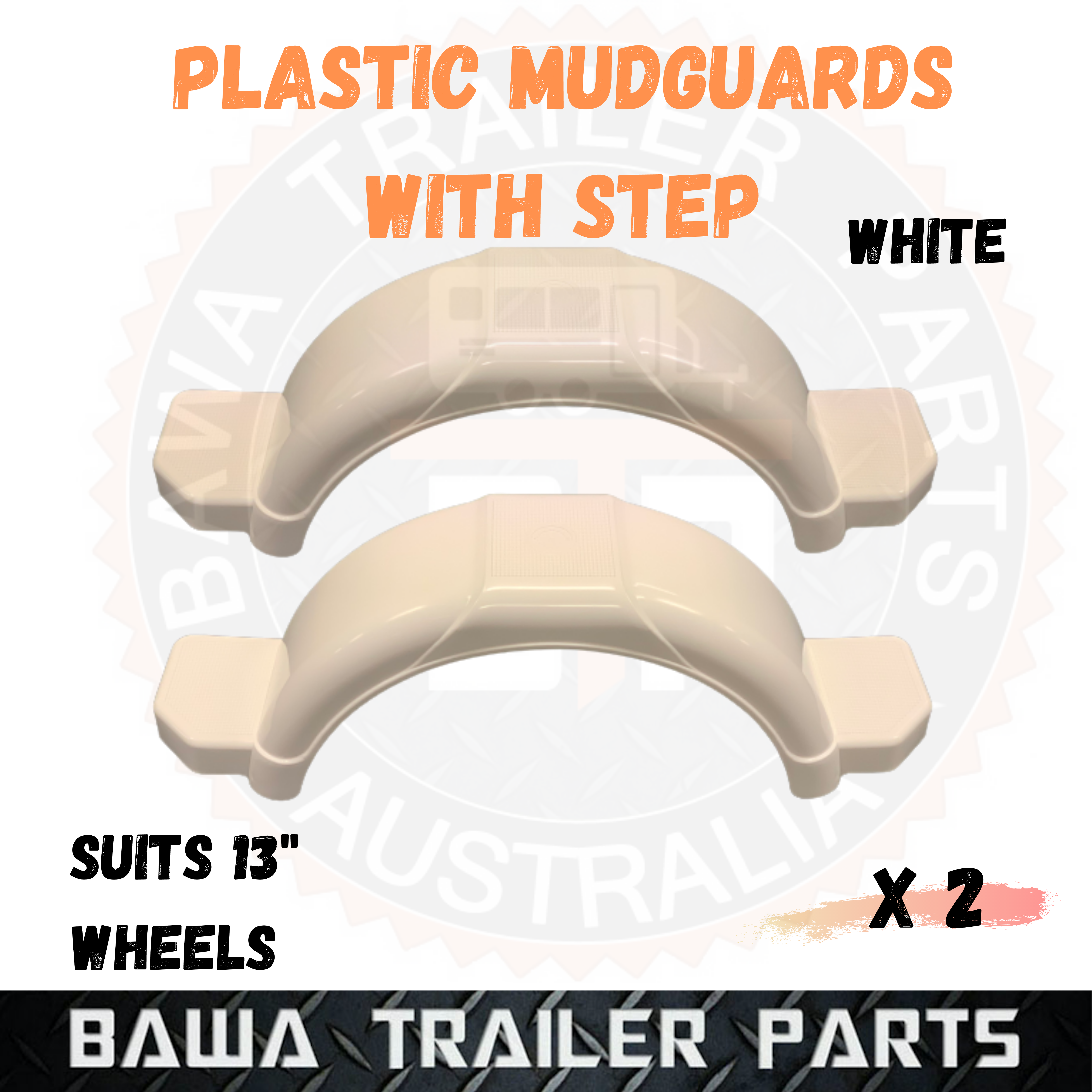 Plastic Mudguards White/Black/Silver to suit 13" Wheels with Step - Image 2