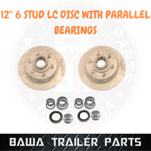 12" 6 STUD LC DISCS GALVANISED WITH PARALLEL BEARING KITS ! TRAILER HUB DISCS