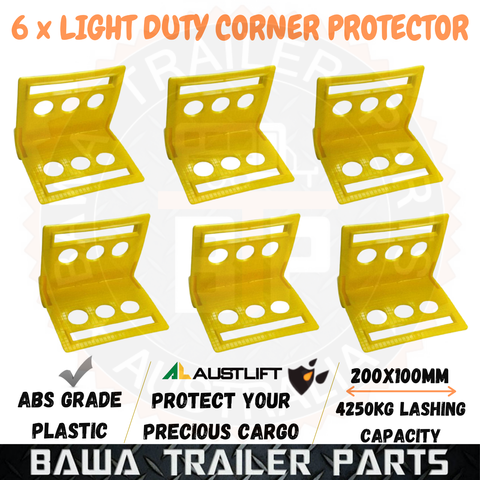 6 x Pallet Angle Light Duty Corner Board Edge Yellow Webbing Protector Plastic Truck Corner Guard
