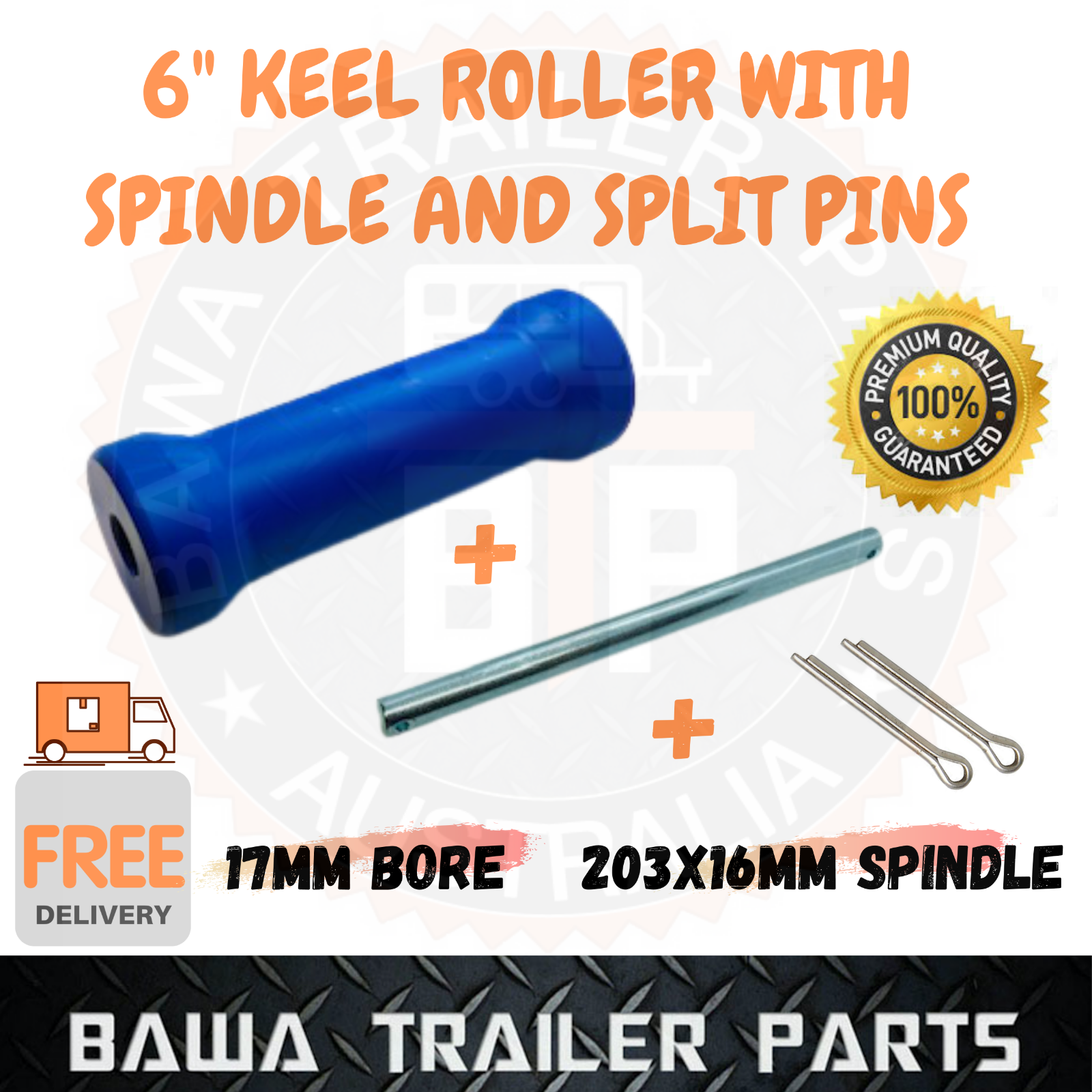 6’’ Nylon Keel Roller Kit (17mm Bore)