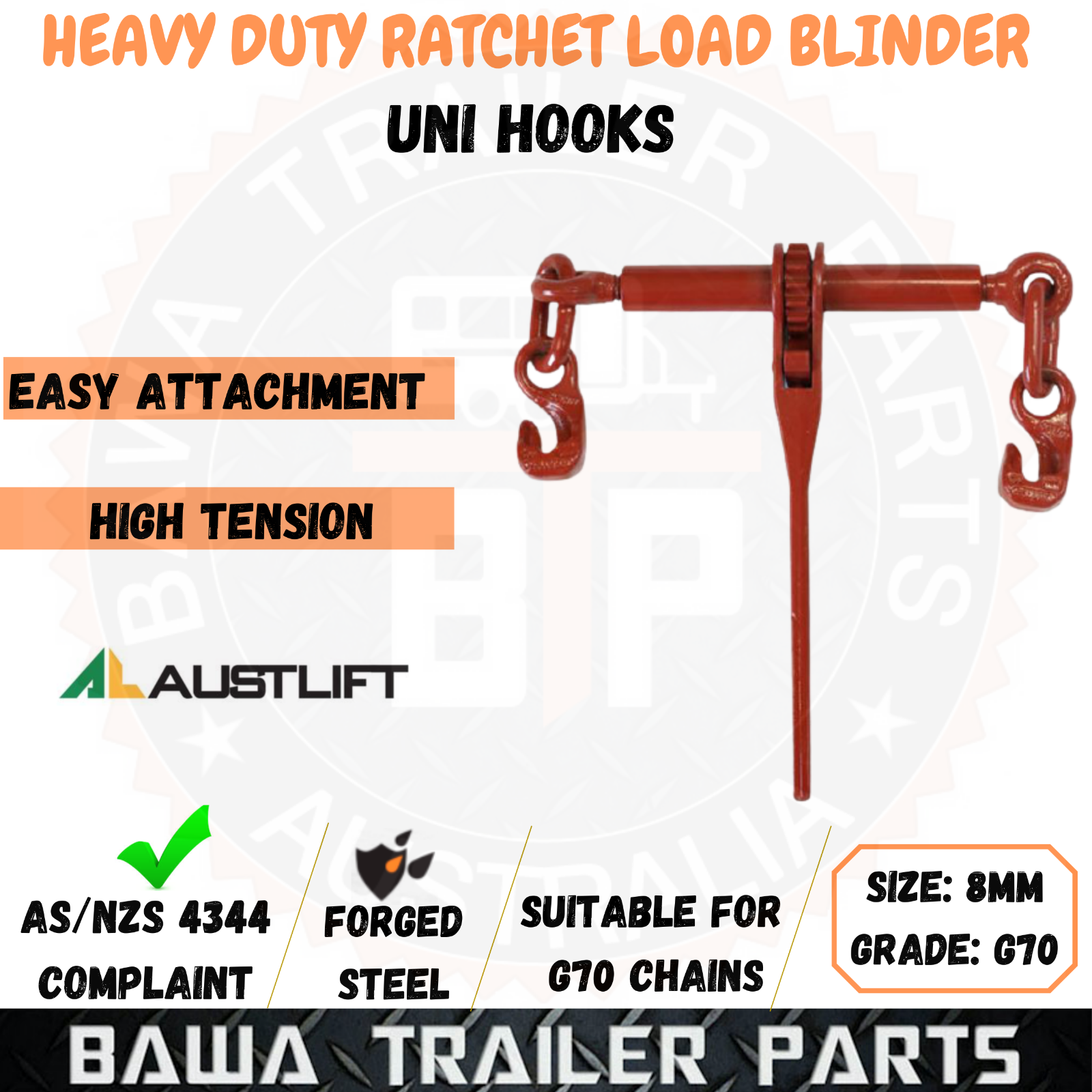 Ratchet Load Binder 8mm Transport Chain Dog Binding LC 3800KG Tie Down AUSTLIFT