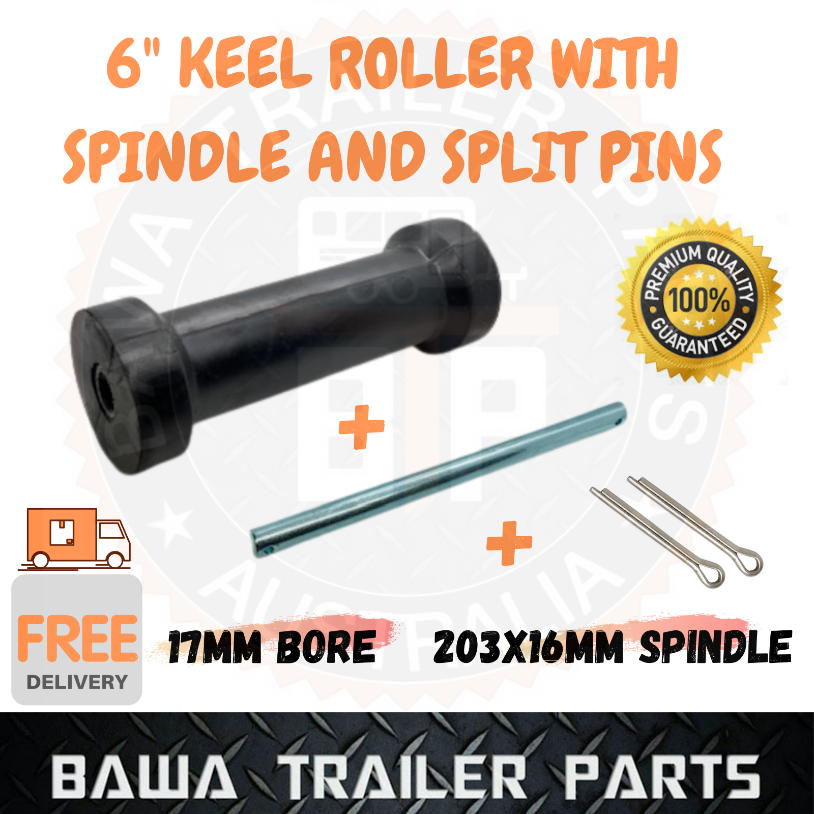6’’ Rubber Keel Roller Kit (17mm Bore)