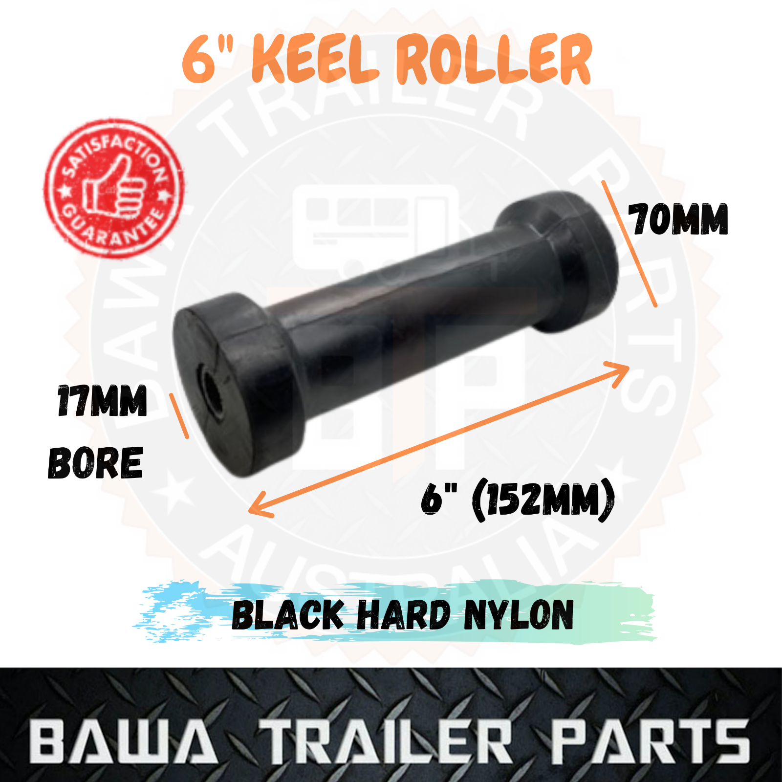6’’ Rubber Keel Roller Kit (17mm Bore) - Image 2