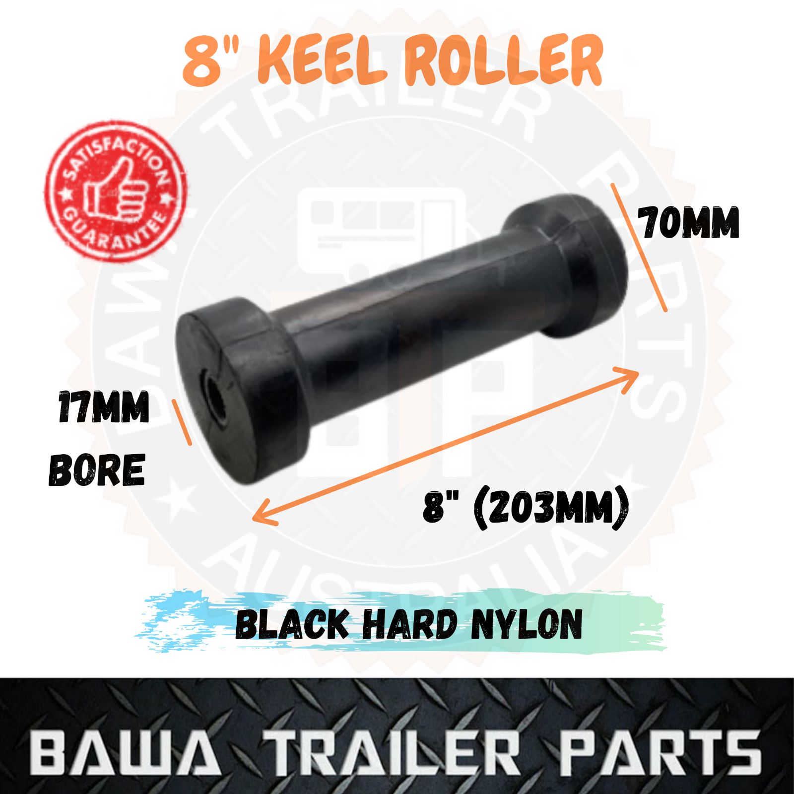 8'’ KEEL BLACK ROLLER - 17MM BORE - Image 2