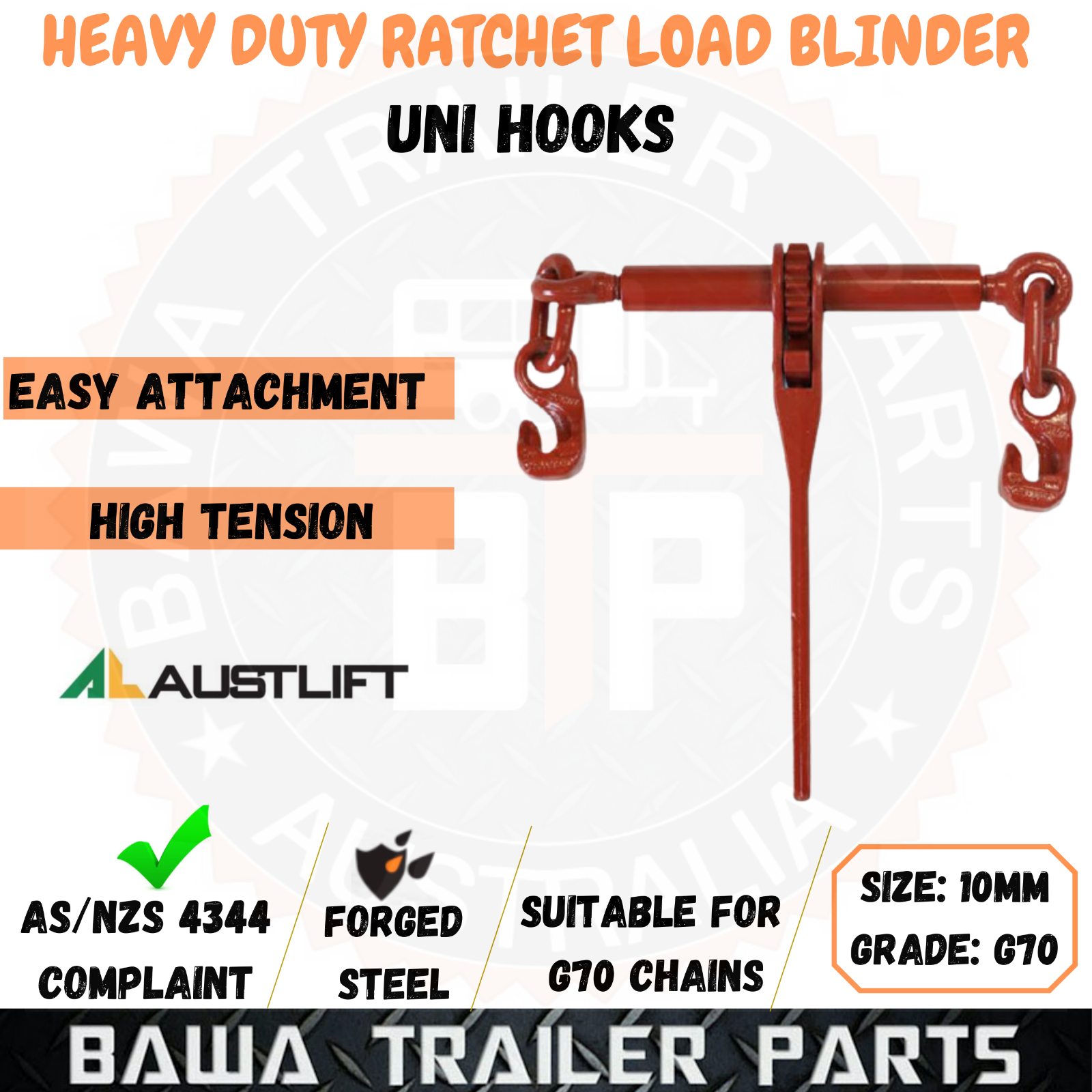 Ratchet Load Binder 10mm Transport Chain Dog Binding LC 6000KG Tie Down AUSTLIFT