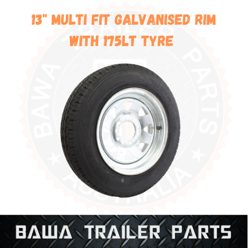 Galvanised 13" Multi-Fit (Holden HT/Ford) Rim With 175 Light Truck Tyre ! Trailer Parts - Image 2