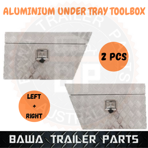 2 x Under Tray Toolbox- Aluminium LEFT + RIGHT Set - Trailer Tool Box