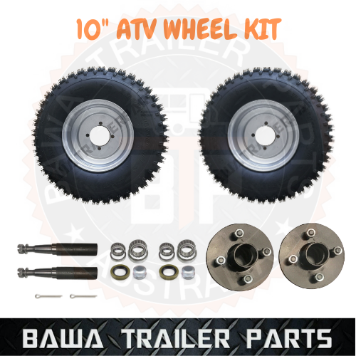 10" ATV WHEEL KIT ROUND STUB AXLES AND HUBS! PERFECT FOR GO KART QUAD TRAILER FARM