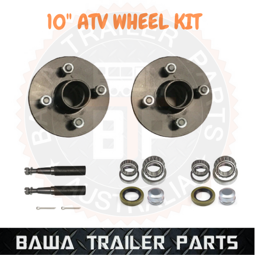 10" ATV WHEEL KIT ROUND STUB AXLES AND HUBS! PERFECT FOR GO KART QUAD TRAILER FARM - Image 4