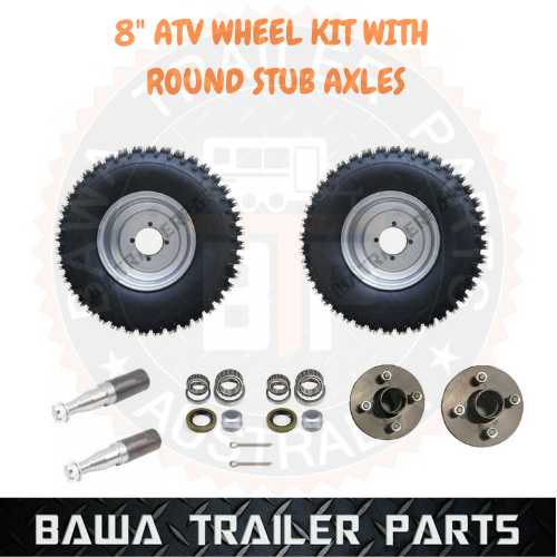 8" ATV WHEEL KIT WITH STUB AXLES AND HUBS! PERFECT FOR GO KART ! QUAD TRAILER