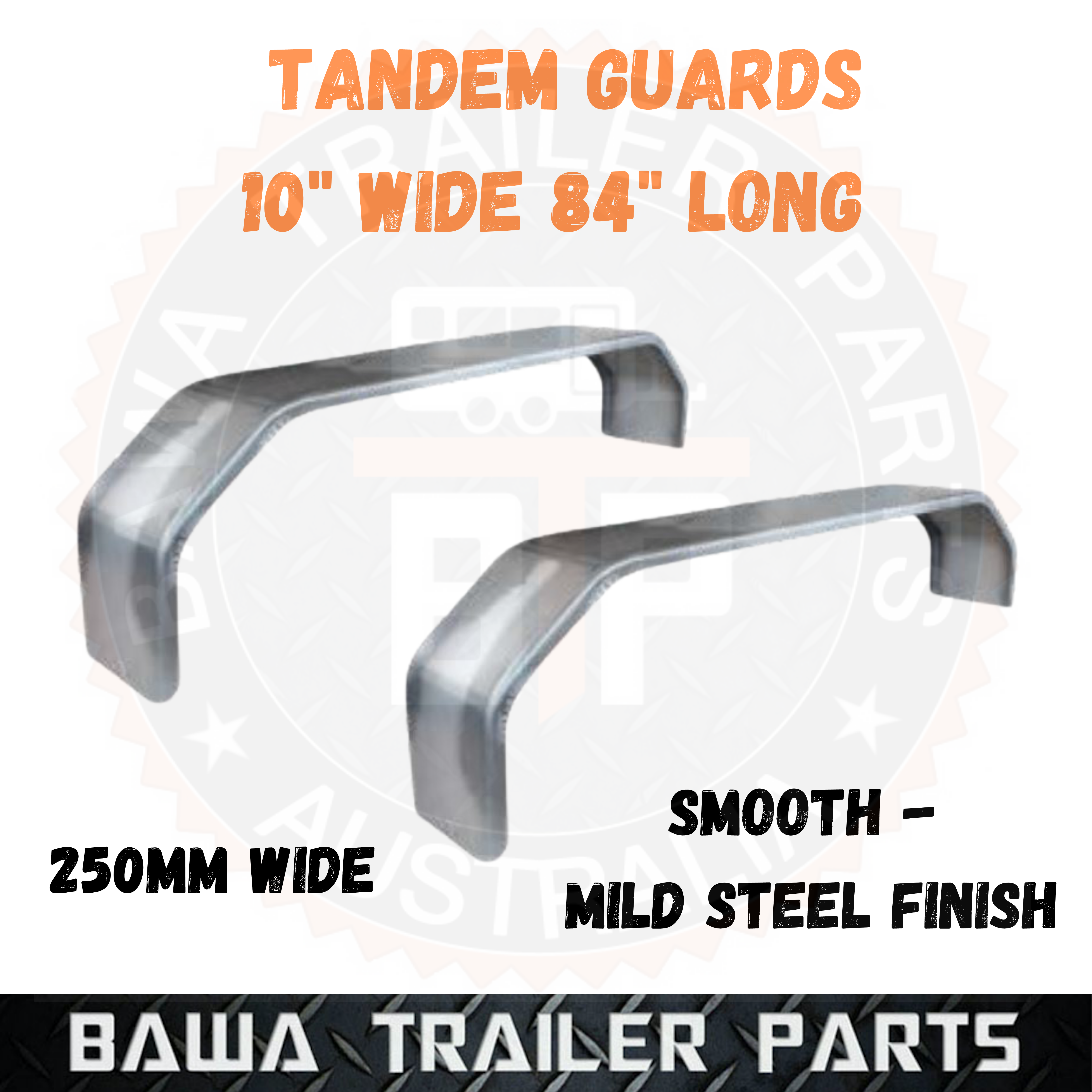 Tandem Mudguards 10" Wide - Smooth Mild Steel Finish - Image 4
