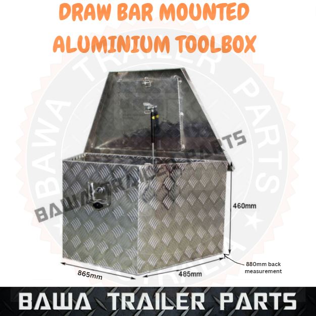 Aluminium Triangular Front Trailer UTE Draw Bar Tool Box Mount Gas Strut ToolBox - Image 2