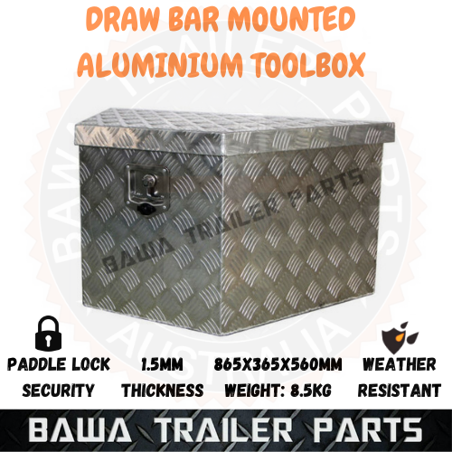 Aluminium Triangular Front Trailer UTE Draw Bar Tool Box Mount Gas Strut ToolBox