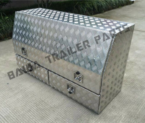 1 x 1430MM ALUMINIUM TOOL BOX Trailer Truck Toolbox Slanted Side Drawers T Lock