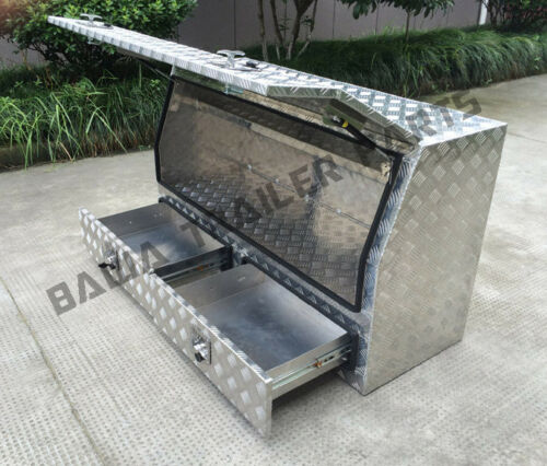 1 x 1430MM ALUMINIUM TOOL BOX Trailer Truck Toolbox Slanted Side Drawers T Lock - Image 3