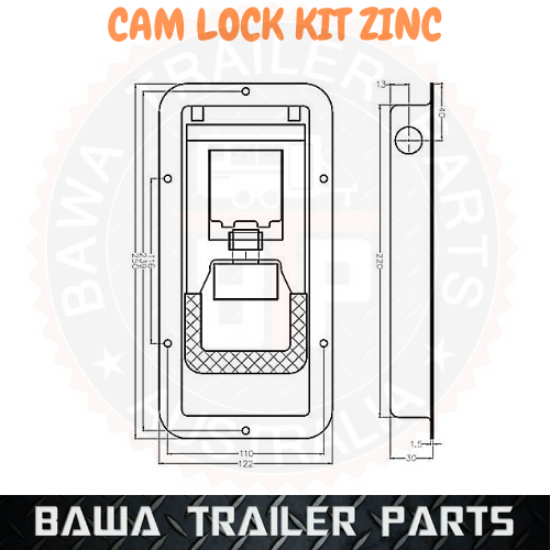 STAINLESS STEEL Truck Rear Door Cam Lock Kit 04 Suit 16mm OD Pipe Recessed lock M04 - Image 2