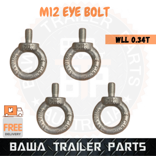M12 LIFTING EYE BOLT THREADED RING LIFTING ROOF RACK BOAT SCREW WIRE LOOP ZINC