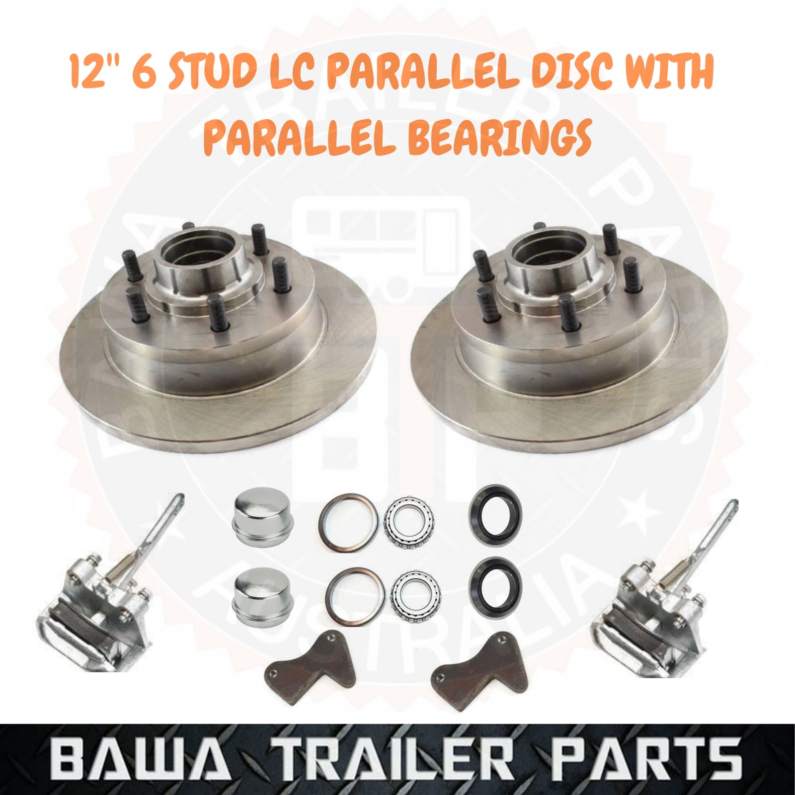 BLACK 6 STUD LC PARALLEL DISCS WITH PARALLEL BEARING - TRAILER MOUNT KIT