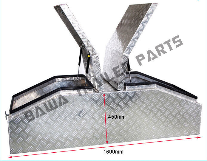 1 x 1600MM ALUMINIUM TOOL BOX Trailer Truck Toolbox Slanted Side Drawers T Lock - Image 3