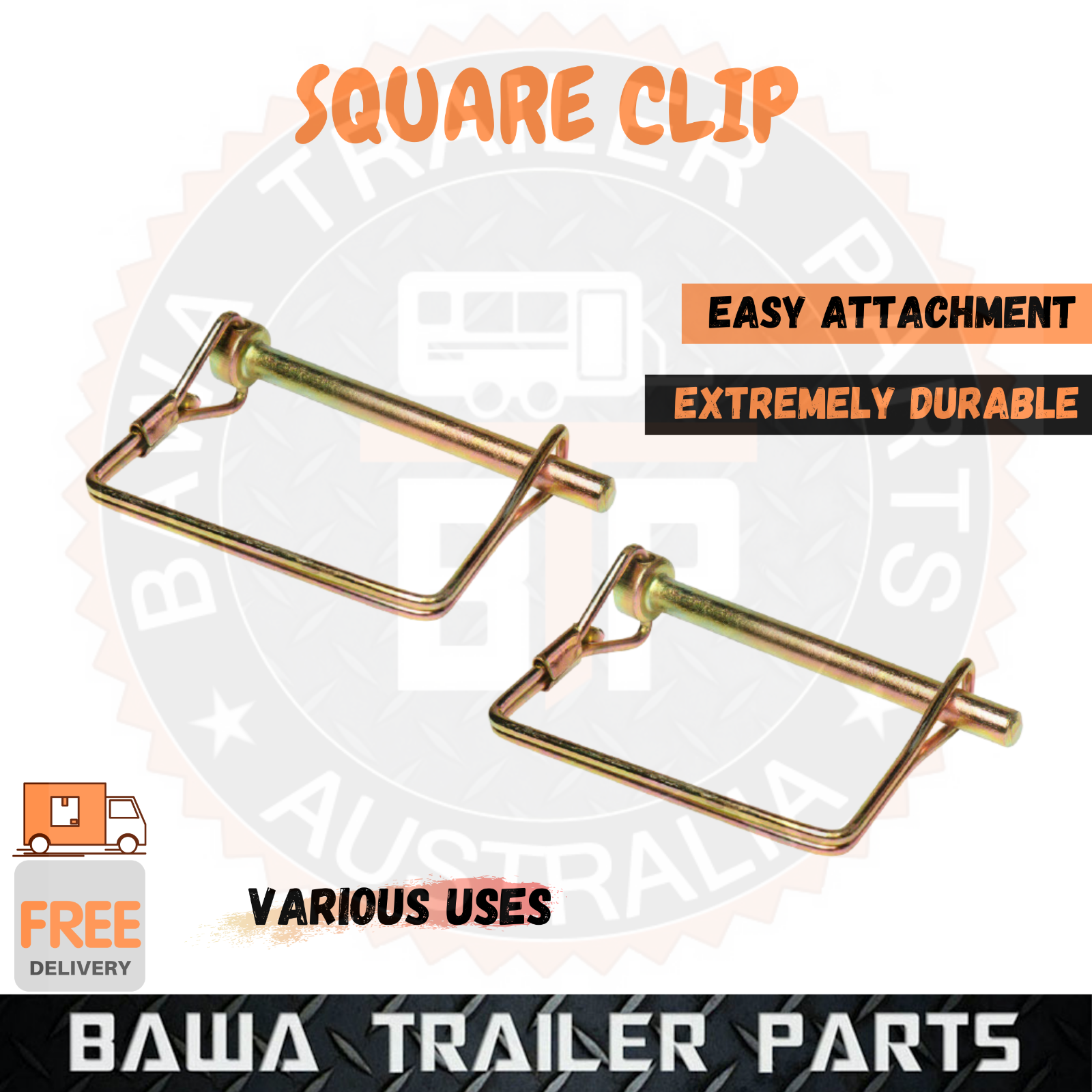 2 x Square Lynch Clip 6mm Zinc Trailer Caravan Ute Linch Pin Hinge Auto Lock