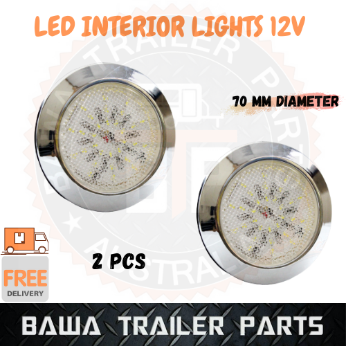 2 x LED INTERIOR LIGHT ROUND LAMP COOL WHITE CLEAR