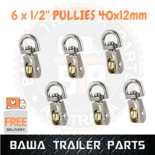 6 x 1/2'' Pullies 40 x 12mm CHROME Finish