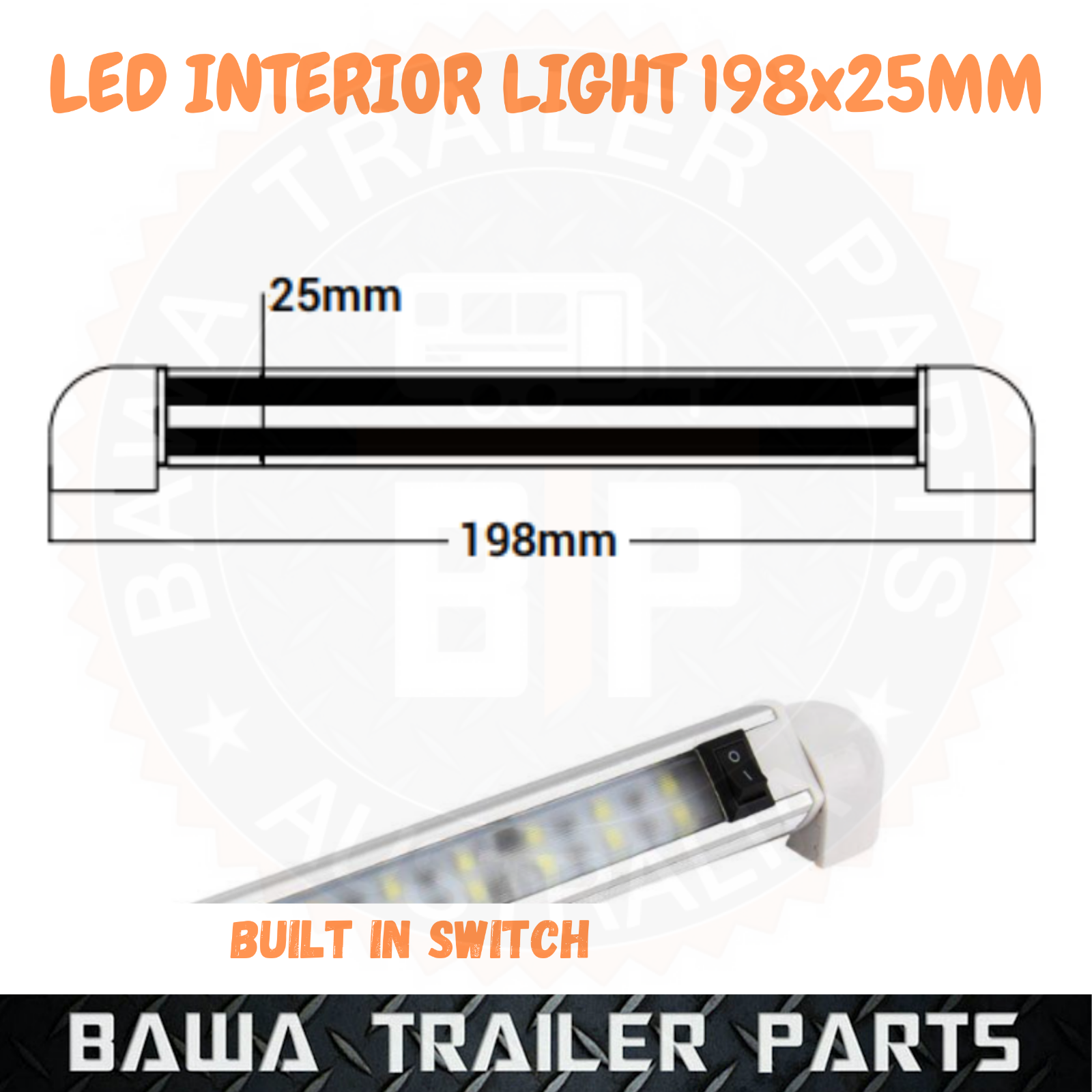 1 x LED INTERIOR LIGHT SMALL LAMP CLEAR 198x25MM TRAILER TRUCK CARAVAN 12V - Image 2