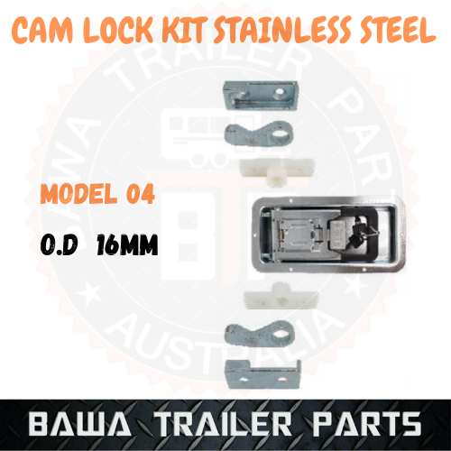STAINLESS STEEL Truck Rear Door Cam Lock Kit 04 Suit 16mm OD Pipe Recessed lock M04