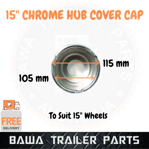 1 x 15" Chrome Hub Cover Cap - Trailer Parts ! Wheel Accessories - Image 2