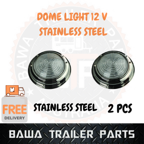 2 x LED Trailer Caravan Interior DOME Lights Stainless Steel