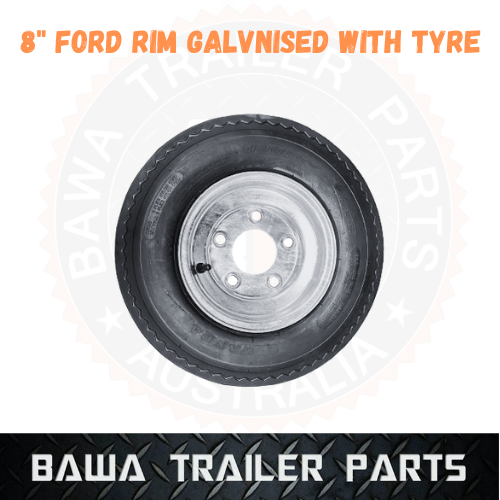 8" Galvanised Ford Trailer Wheel with Tyre to Suit Ford Hubs