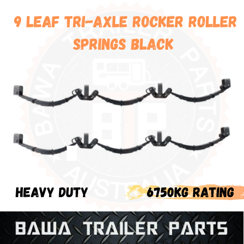 9 Leaf Tri-Axle Rocker Roller Springs 6750KG Rating - Painted