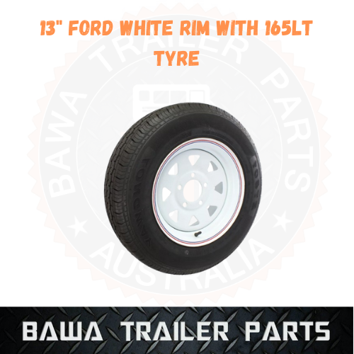 Sunraysia 13" Ford White Rim With 165 Lt Tyre ! Trailer Parts