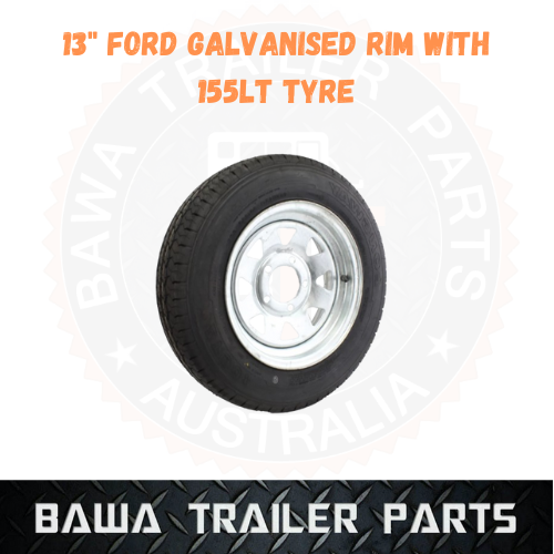 Galvanised 13" Ford Rim With 155 Light Truck Tyre ! Trailer Parts